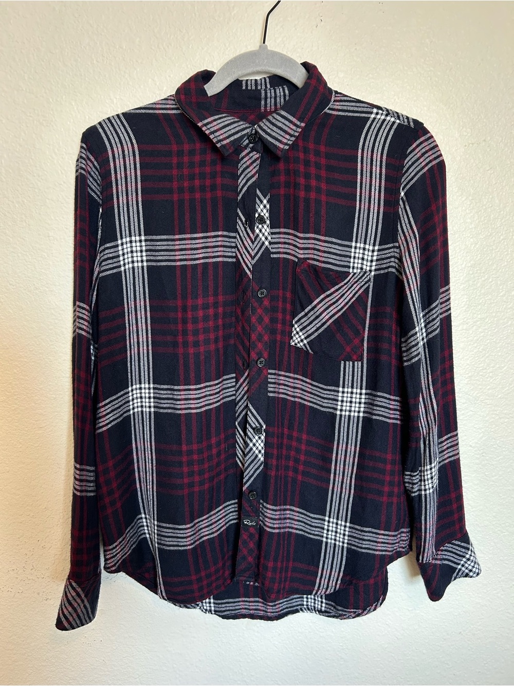 Rails Navy and Burgundy Plaid Button-Up Shirt